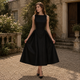 Audrey Black A-Line Elegance Midi Dress