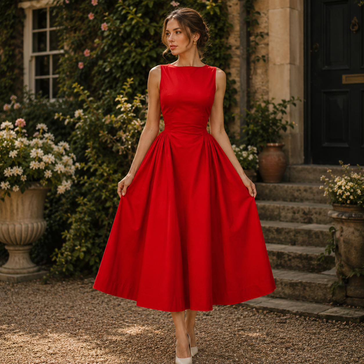 Audrey Black A-Line Elegance Midi Dress