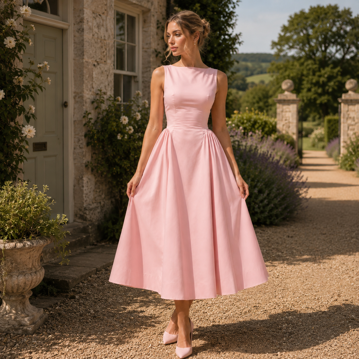Audrey Black A-Line Elegance Midi Dress