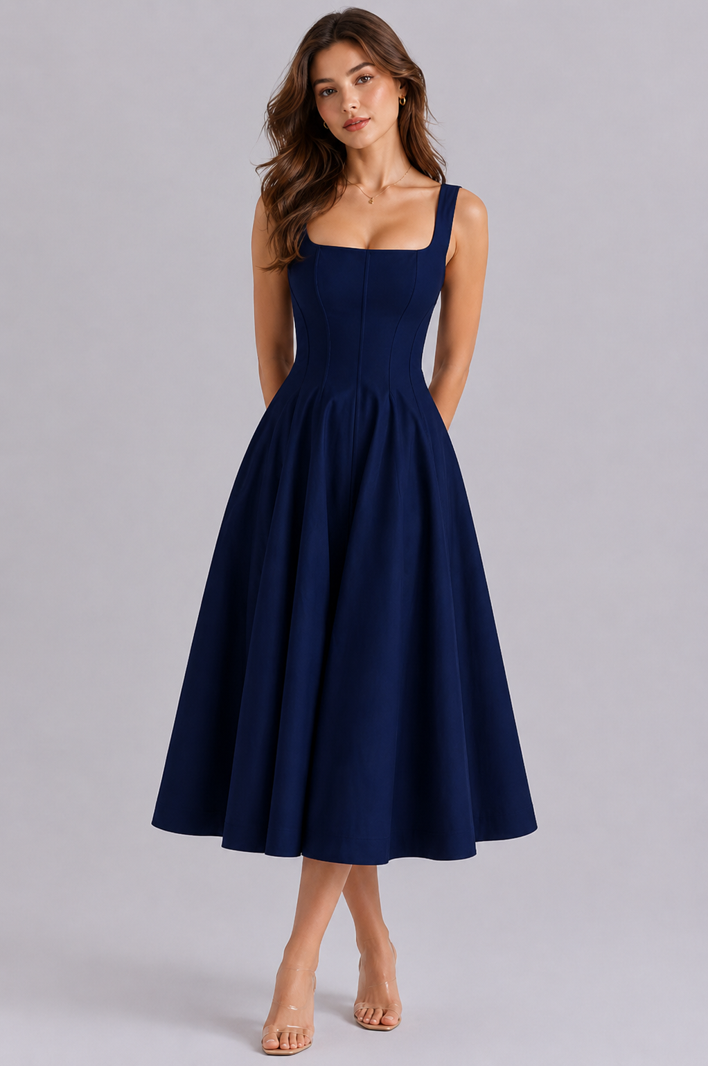 Midy British Elegance A-Line Midi Dress