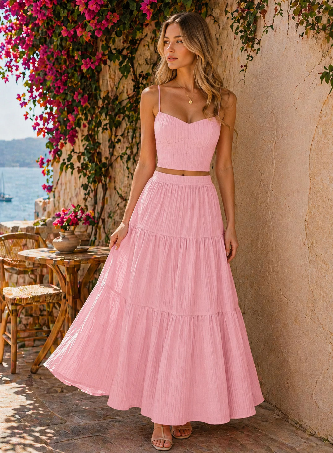 Sienna Crop Cami & A-Line Skirt Set