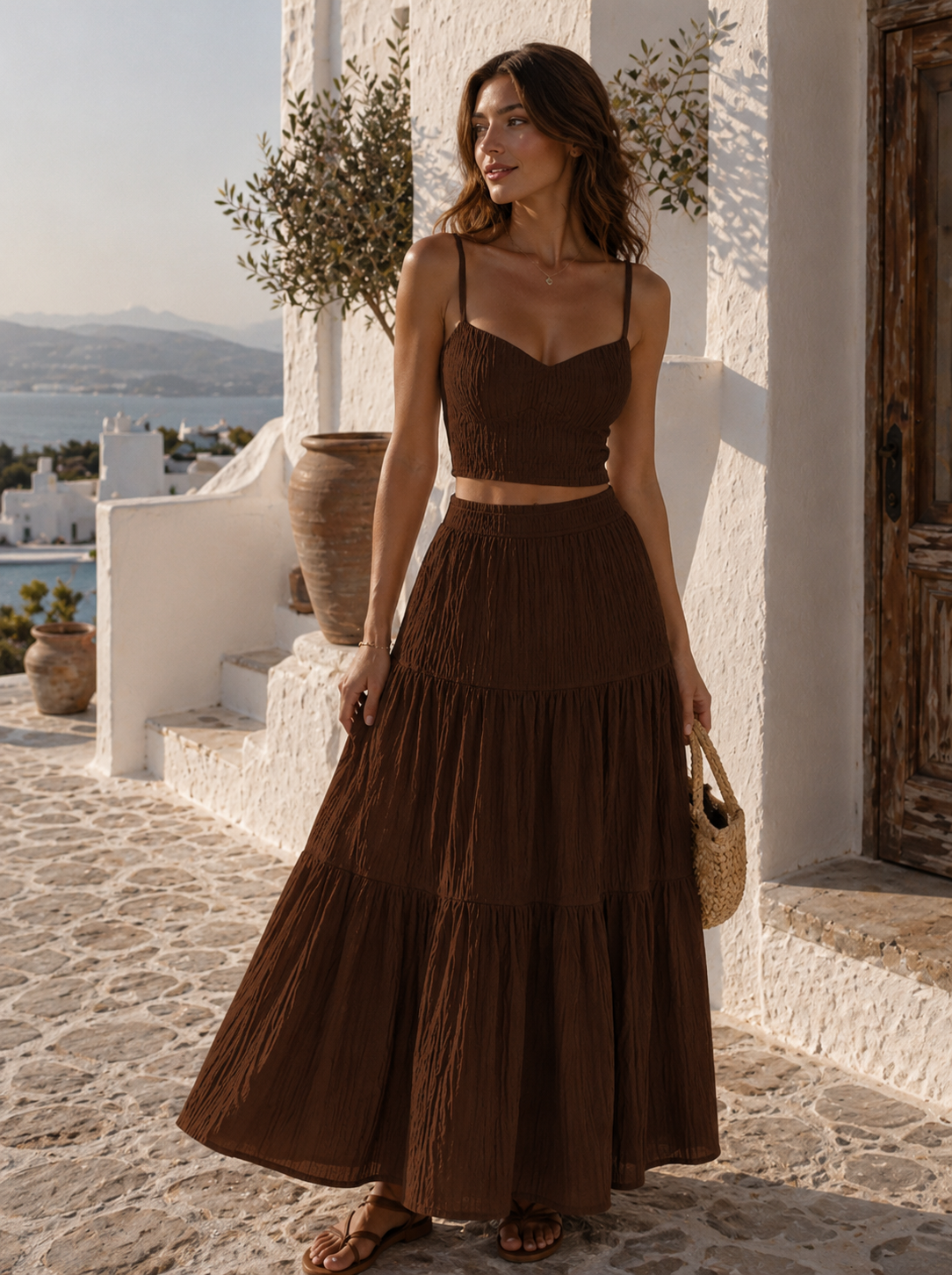 Sienna Crop Cami & A-Line Skirt Set