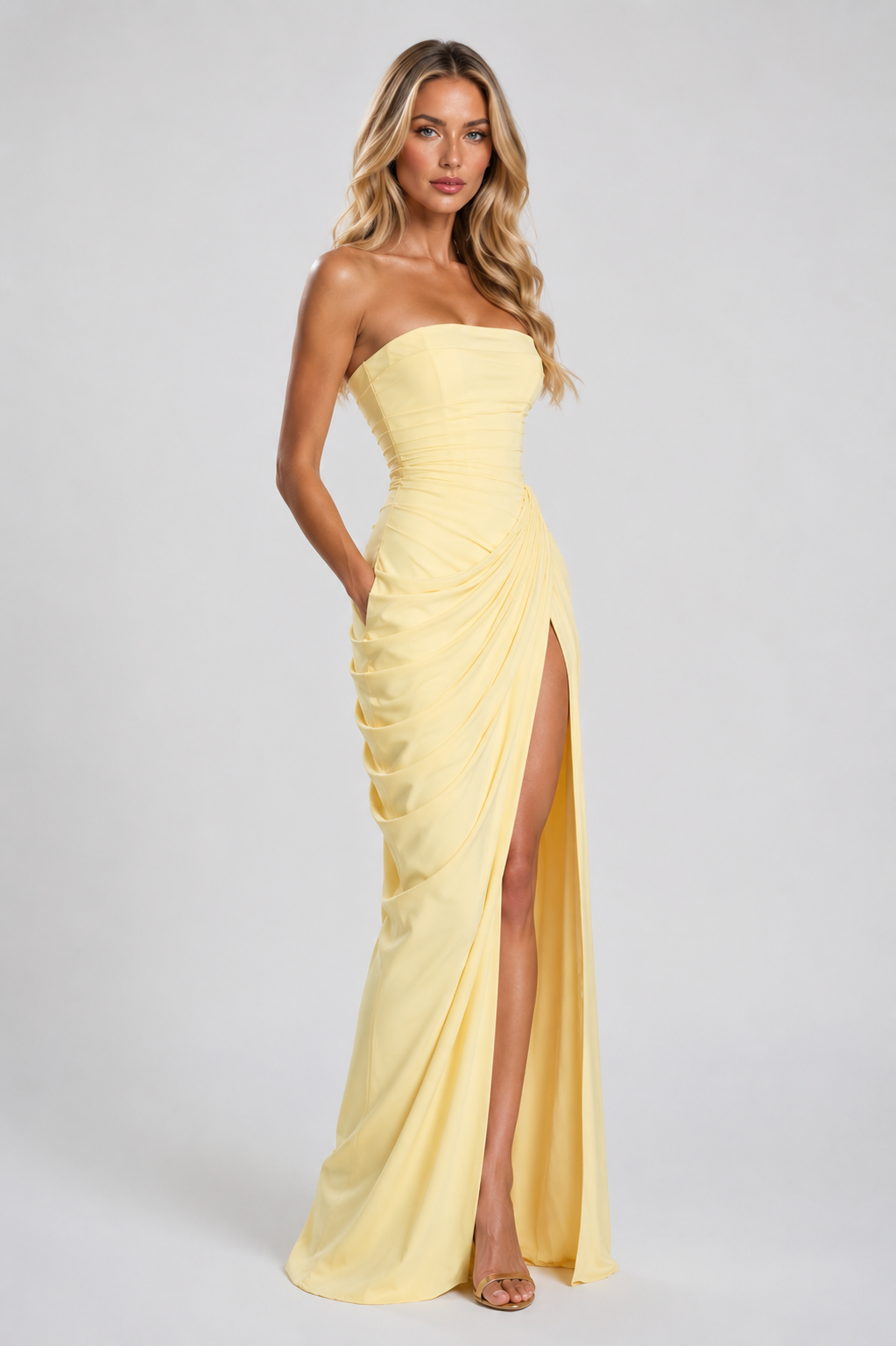 Soleil | Draped Strapless Maxi Dress